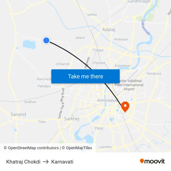Khatraj Chokdi to Karnavati map