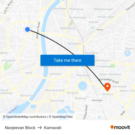 Navjeevan Block to Karnavati map