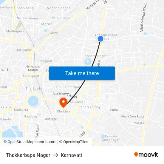 Thakkarbapa Nagar to Karnavati map