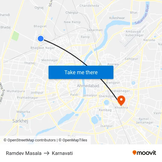 Ramdev Masala to Karnavati map