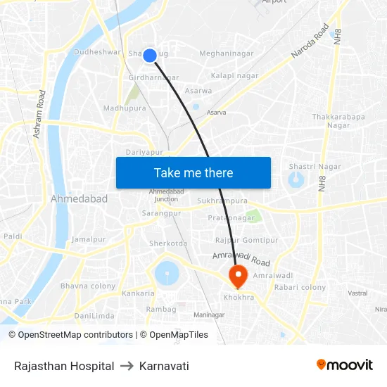 Rajasthan Hospital to Karnavati map