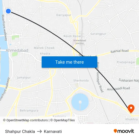 Shahpur Chakla to Karnavati map