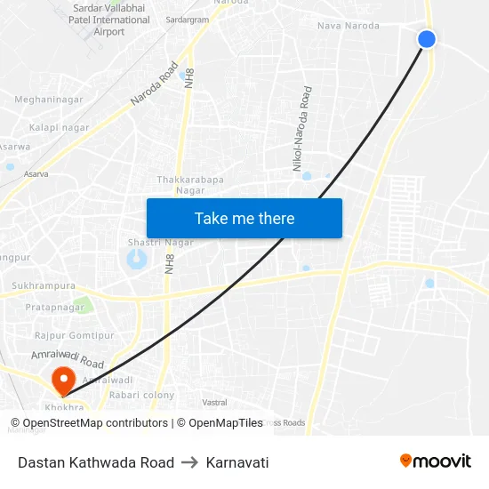 Dastan Kathwada Road to Karnavati map