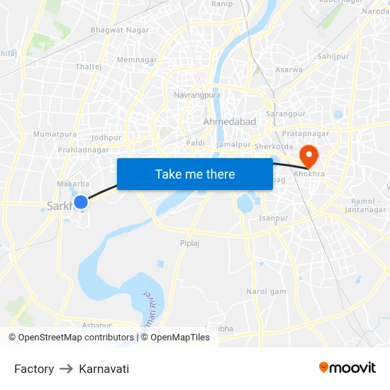 Factory to Karnavati map