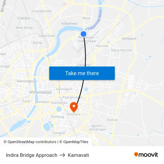 Indira Bridge Approach to Karnavati map