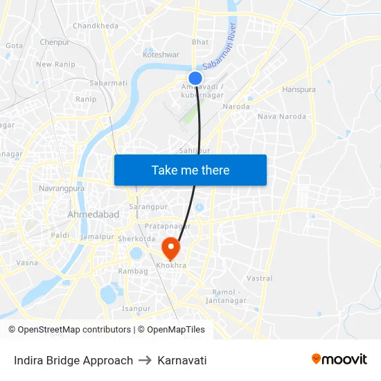 Indira Bridge Approach to Karnavati map