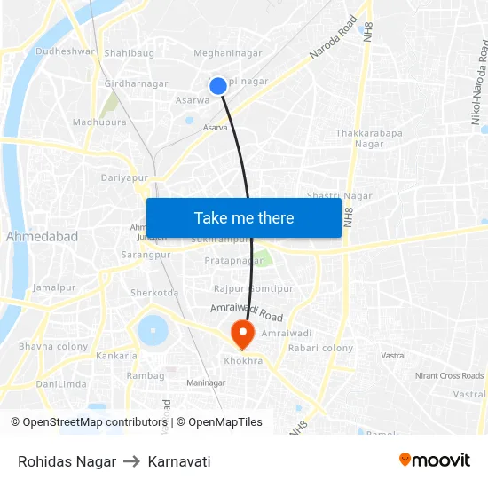Rohidas Nagar to Karnavati map
