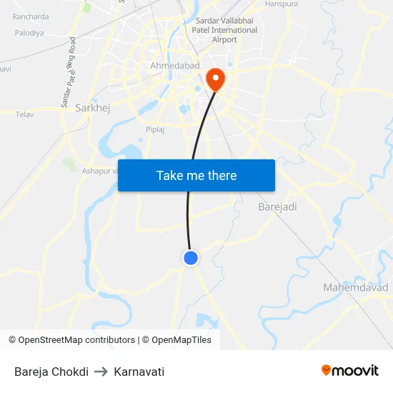 Bareja Chokdi to Karnavati map