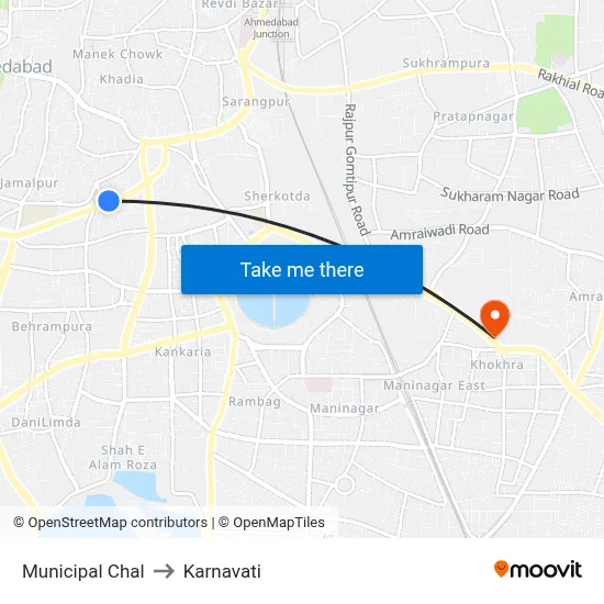 Municipal Chal to Karnavati map