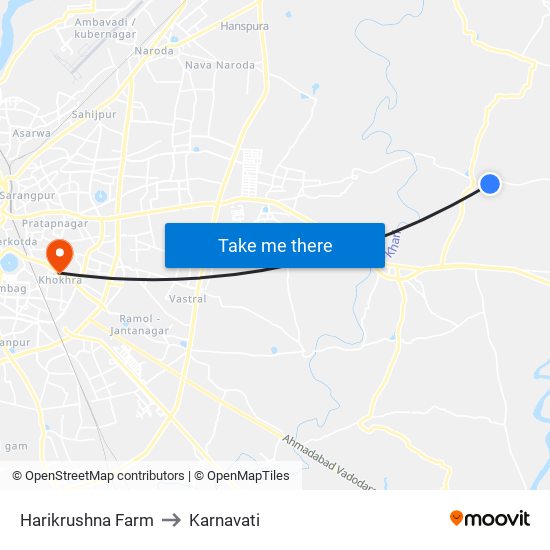 Harikrushna Farm to Karnavati map