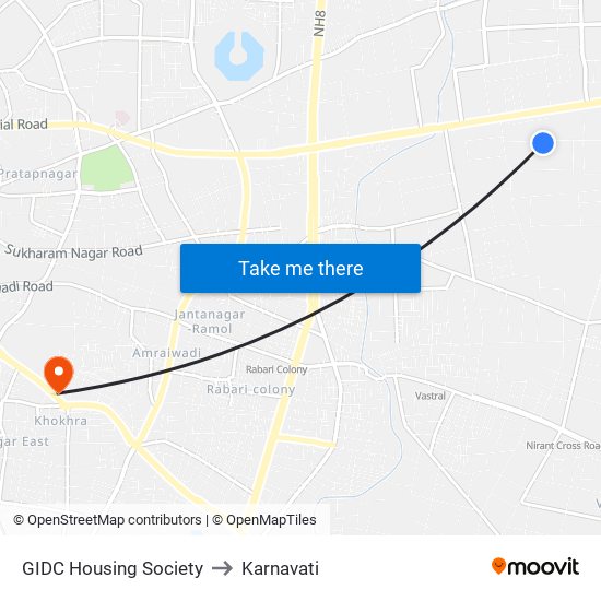 GIDC Housing Society to Karnavati map