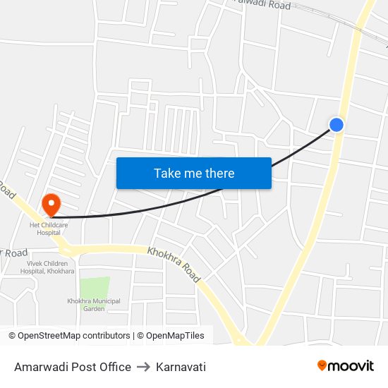 Amarwadi Post Office to Karnavati map