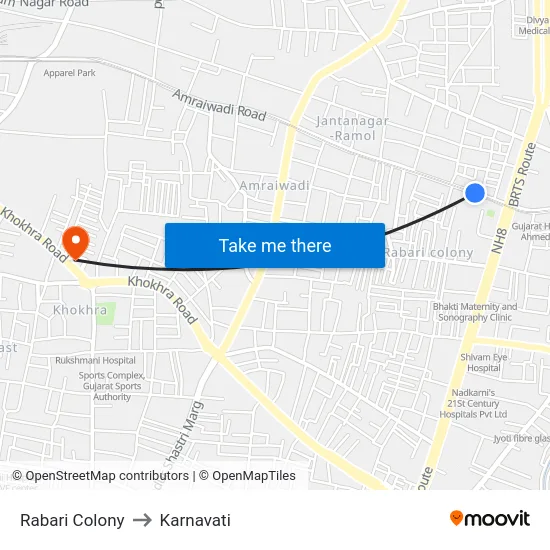 Rabari Colony to Karnavati map