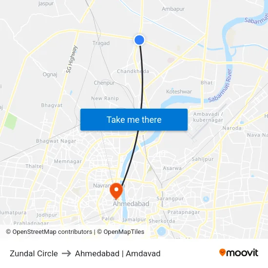 Zundal Circle to Ahmedabad | Amdavad map