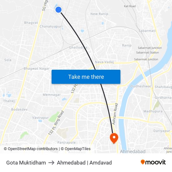 Gota Muktidham to Ahmedabad | Amdavad map