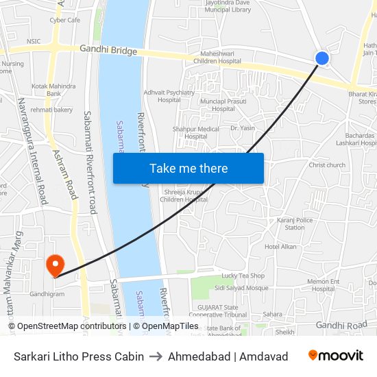 Sarkari Litho Press Cabin to Ahmedabad | Amdavad map