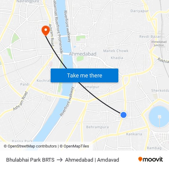 Bhulabhai Park BRTS to Ahmedabad | Amdavad map