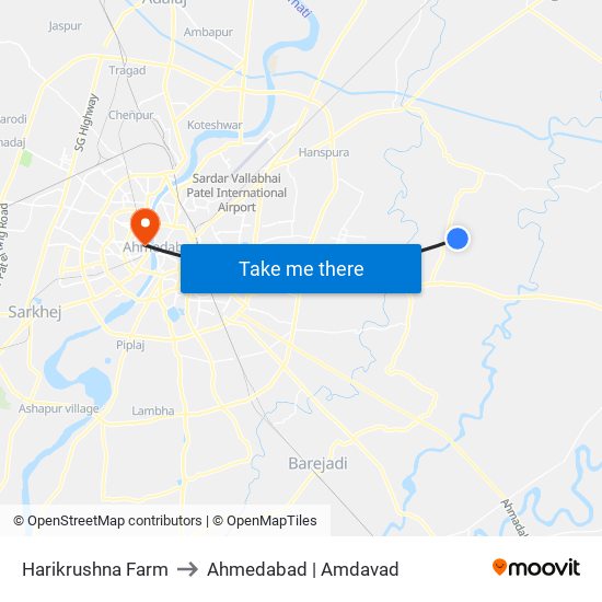 Harikrushna Farm to Ahmedabad | Amdavad map