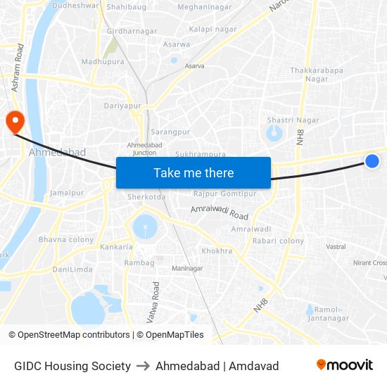 GIDC Housing Society to Ahmedabad | Amdavad map