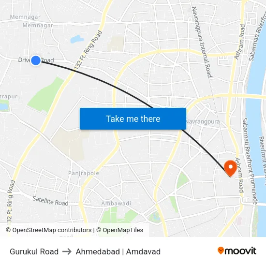 Gurukul Road to Ahmedabad | Amdavad map