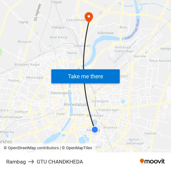 Rambag to GTU CHANDKHEDA map