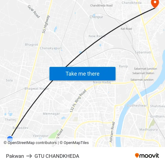 Pakwan to GTU CHANDKHEDA map