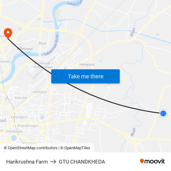 Harikrushna Farm to GTU CHANDKHEDA map