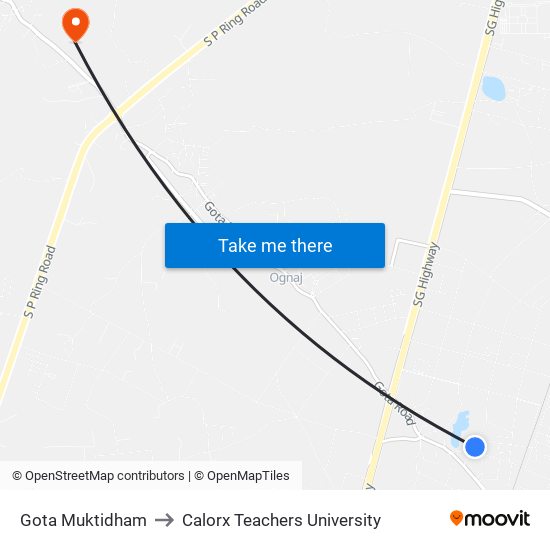 Gota Muktidham to Calorx Teachers University map