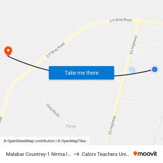 Malabar Countrey-1 Nirma Institute to Calorx Teachers University map