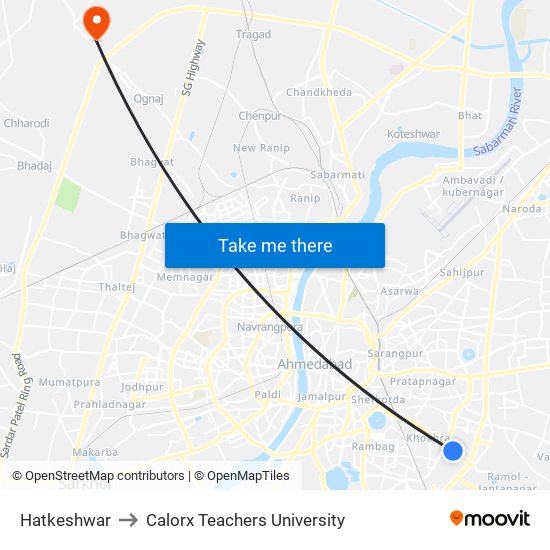 Hatkeshwar to Calorx Teachers University map