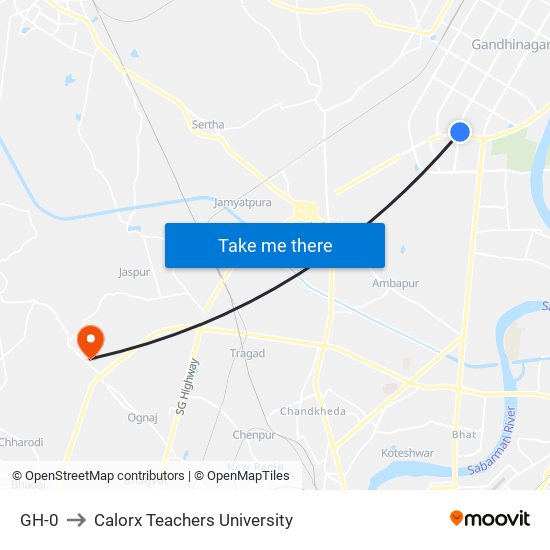 GH-0 to Calorx Teachers University map