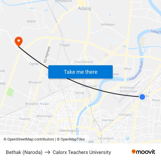 Bethak (Naroda) to Calorx Teachers University map