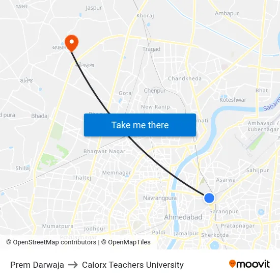 Prem Darwaja to Calorx Teachers University map