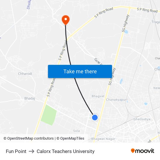 Fun Point to Calorx Teachers University map