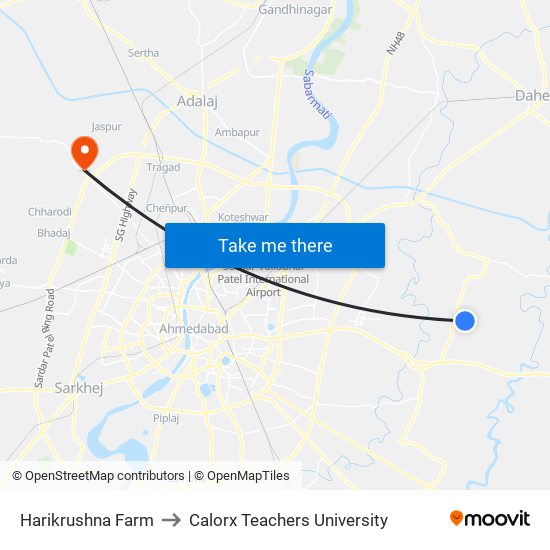 Harikrushna Farm to Calorx Teachers University map