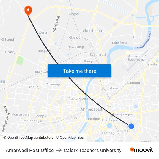 Amarwadi Post Office to Calorx Teachers University map