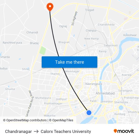 Chandranagar to Calorx Teachers University map