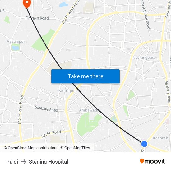 Paldi to Sterling Hospital map