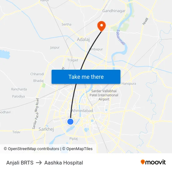 Anjali BRTS to Aashka Hospital map