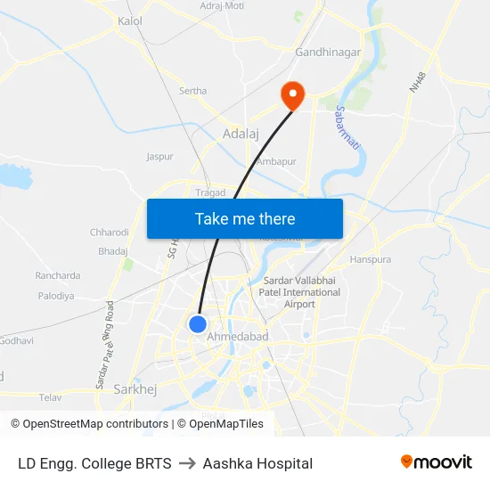 LD Engg. College BRTS to Aashka Hospital map