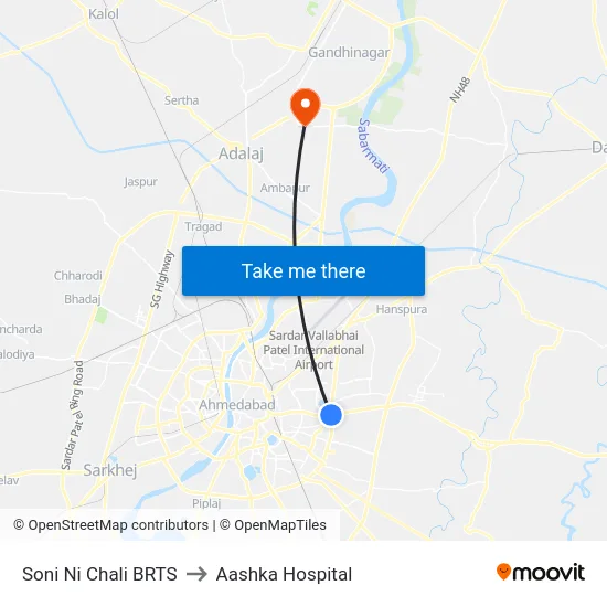 Soni Ni Chali BRTS to Aashka Hospital map