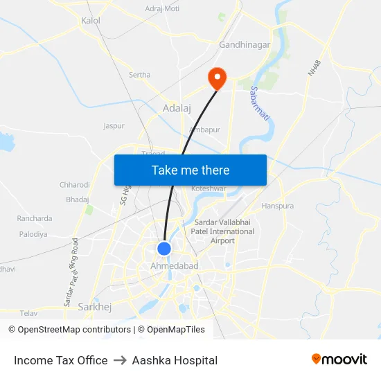 Income Tax Office to Aashka Hospital map