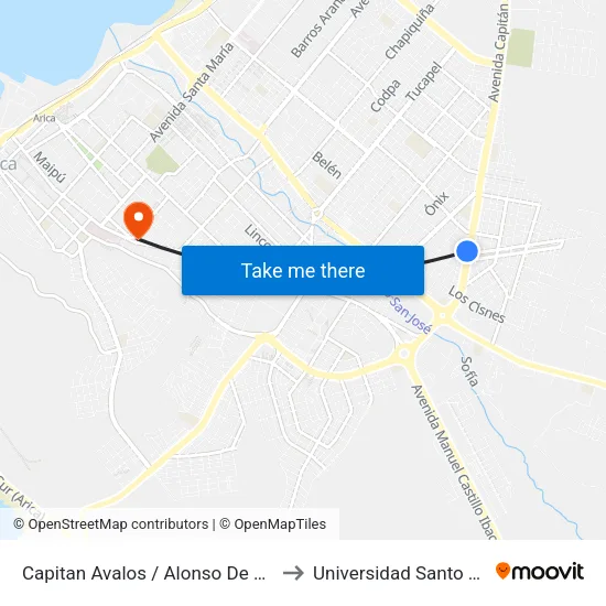 Capitan Avalos / Alonso De Camargo to Universidad Santo Tomás map