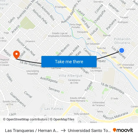 Las Tranqueras / Hernan Agurto to Universidad Santo Tomás map