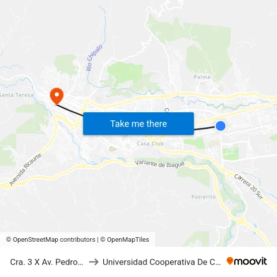 Cra. 3 X Av. Pedro Tafur to Universidad Cooperativa De Colombia map