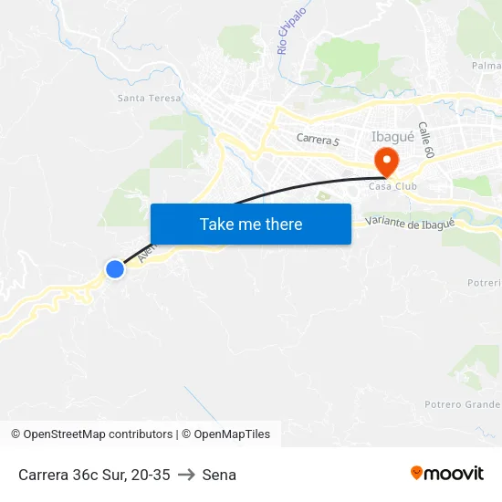 Carrera 36c Sur, 20-35 to Sena map