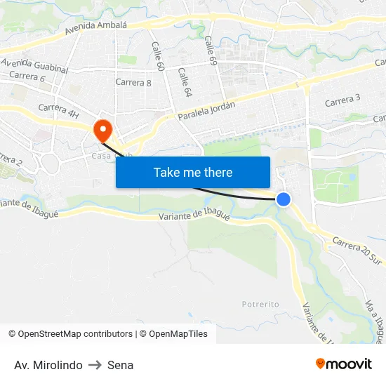 Av. Mirolindo to Sena map