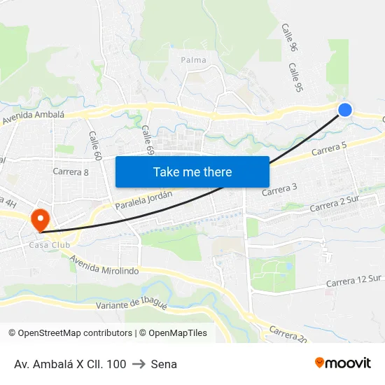 Av. Ambalá X Cll. 100 to Sena map