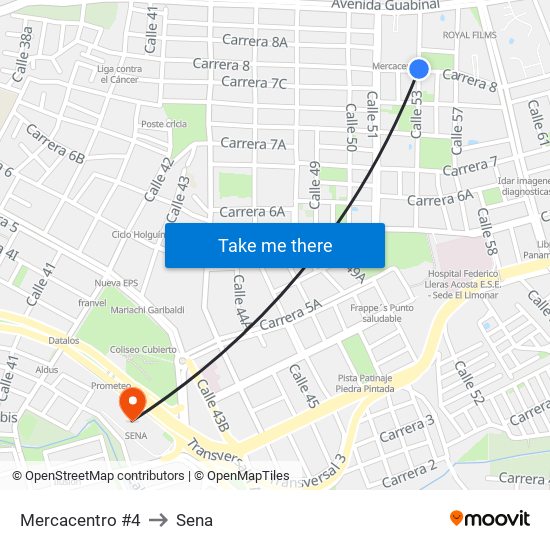 Mercacentro #4 to Sena map