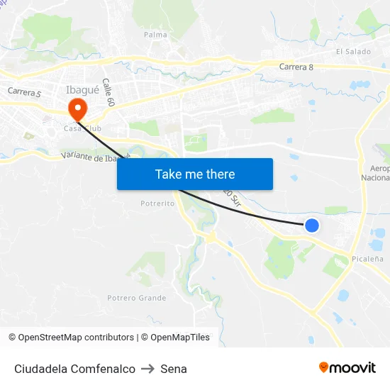 Ciudadela Comfenalco to Sena map